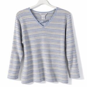Northern Reflections Striped V-Neck Long Sleeve Top